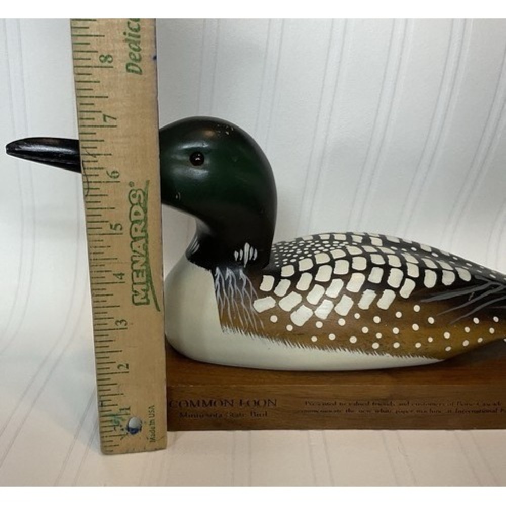 VTG Hand Painted Wooden Common Loon Duck Minnesota Event Signed 15"x7" USA Wood - Picture 3 of 11